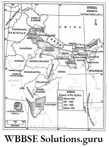 WBBSE Notes For Class 10 Chapter 5 India Economic Environment India-Density Districtwise