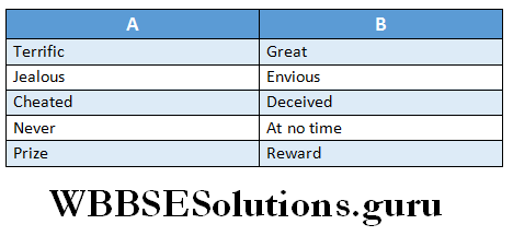 WBBSE Solutions For Class 6 English Reading Skills Lesson 10 Smart Ice Cream match the columns.