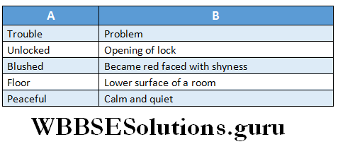 WBBSE Solutions For Class 6 English Reading Skills Lesson 2 The Adventurous Clown match the words with their meaning....
