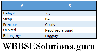 WBBSE Solutions For Class 6 English Reading Skills Lesson 6 How The Little Kite Learned to Fly match the columns with thier meanings.