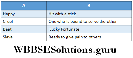 WBBSE Solutions For Class 6 English Reading Skills Unseen match the columns with their meanings