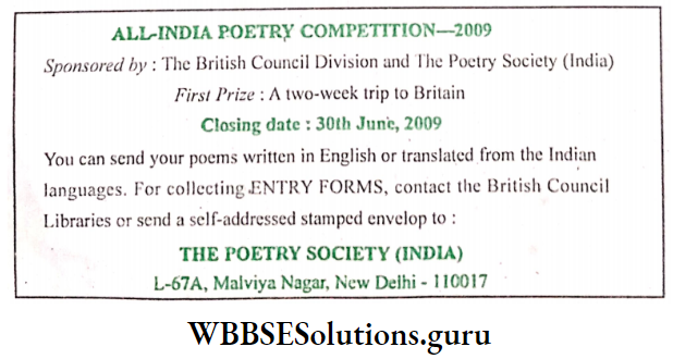 WBBSE Solutions For Class 8 English Writing Skills Paragraph Writing Skills All India Poetry Competition