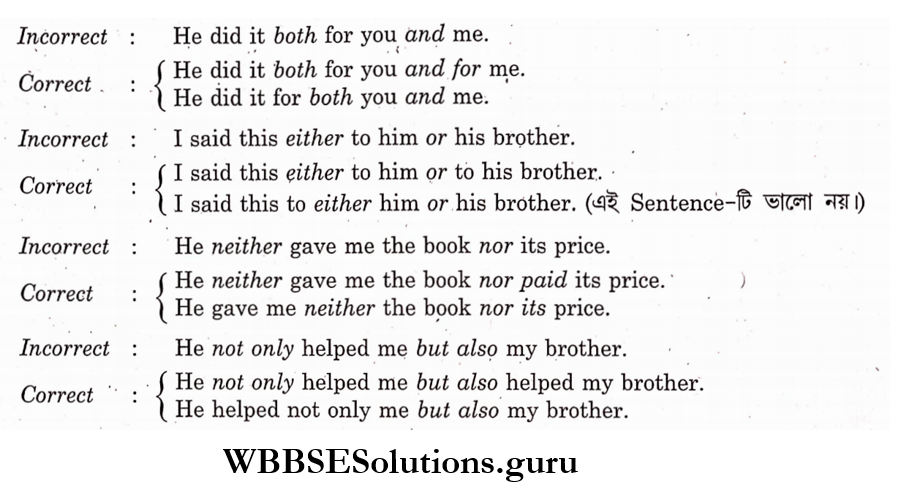 WBBSE Solutions For Class 9 English Functional Grammar Chapter 17 Correlatives correlatives