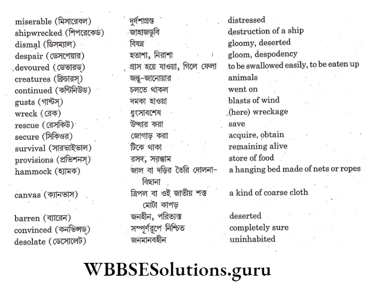 WBBSE Solutions For Class 9 English Reading Skill Lesson 10 Ashipwrecked sailor section-1