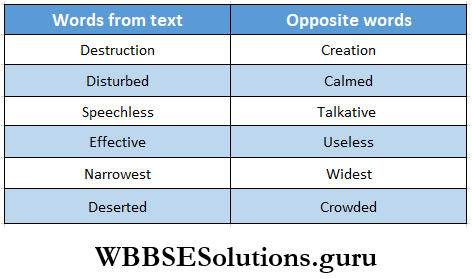 WBBSE Solutions For Class 8 English Reading Skill Seen Lesson 13 The Man Who Planted Trees Complete The Chart With Suitable Wordsw From The Text Answer