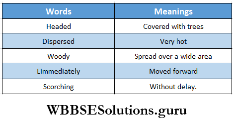 WBBSE Solutions For Class 8 English Reading Skill Seen Lesson 13 The Man Who Planted Trees Match The Words With Their Meanings