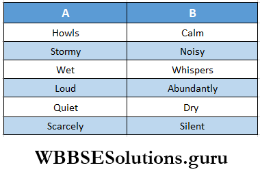 WBBSE Solutions For Class 8 English The Sea Reading Skill Seen Lesson 6 The Sea Match The Words In A With Their Opposite Meanings In B