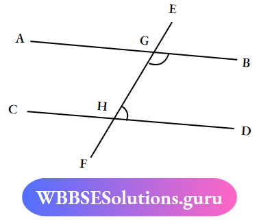 WBBSE Solutions For Class 7 Maths Geometry Chapter 6 Parallel Lines And Transversal The Adjacent Figure AB Parallel CD Find The Value Of Angle BGH Plus Angle GHD.
