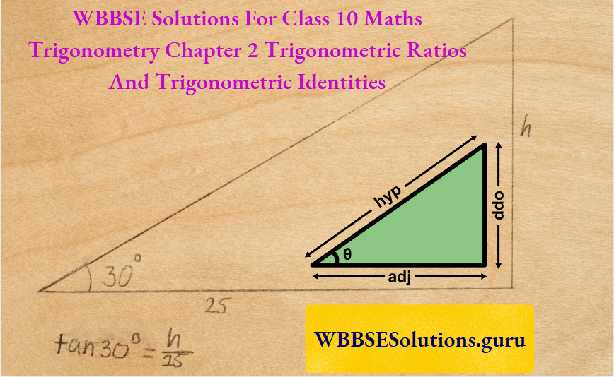 WBBSE Solutions For Class 10 Maths Trigonometry Chapter 2 Trigonometric Ratios And Trigonometric Identities