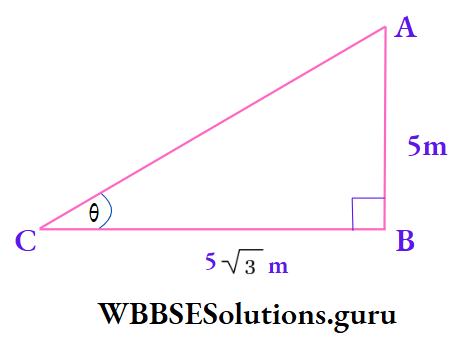 WBBSE Class 10 Maths Trigonometry Chapter 4 Application Of Trigonometric Ratios Height And Distance Example 2