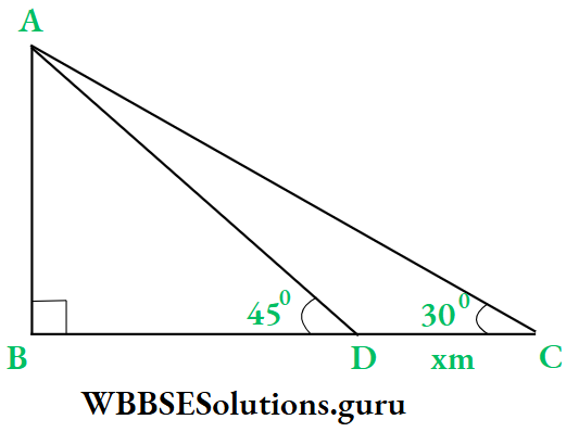 WBBSE Class 10 Maths Trigonometry Chapter 4 Application Of Trigonometric Ratios Height And Distance Example 7