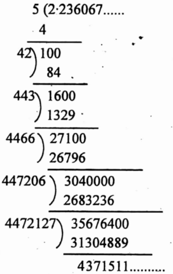 WBBSE Class 9 Maths Arithmetic Chapter 1 Real Numbers Decimal Expansion Of Root 5
